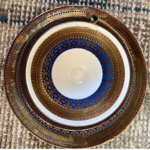 Winterling Bavaria Tea Set Trio Cobalt Blue Gold Gilt Cup Saucer Plate Vintage